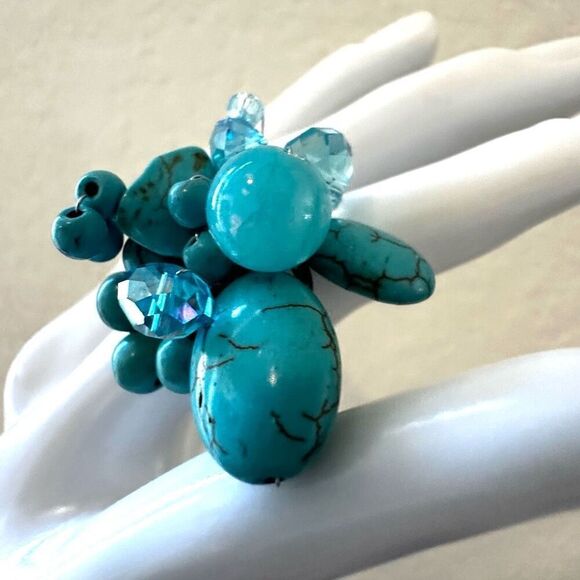 Howlite and Crystal cluster ring - Picture 2 of 8